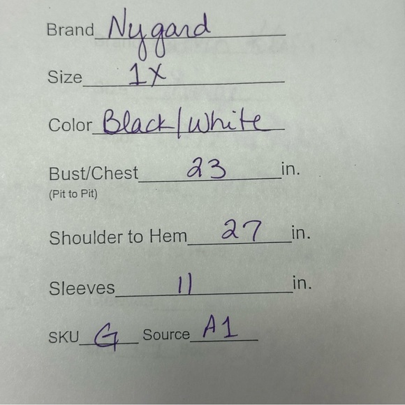 Nygard 1X Black White Striped Floral Blouse Tunic Top Collared 3/4 Sleeve - Picture 8 of 8